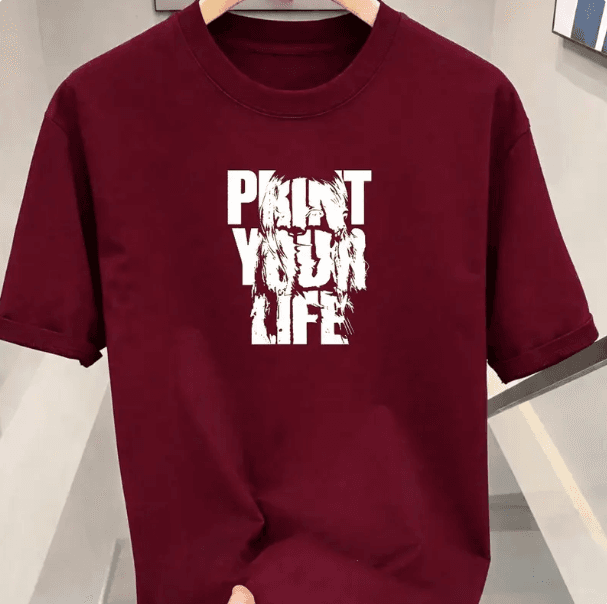 Print Your Life Tee — Maroon